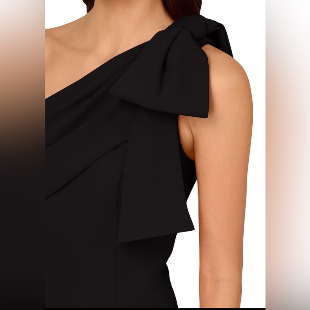 Adrianna Papell Black One-Shoulder Evening Gown - Picture 4 of 6